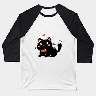 CUTE LOVE BLACK CAT Baseball T-Shirt